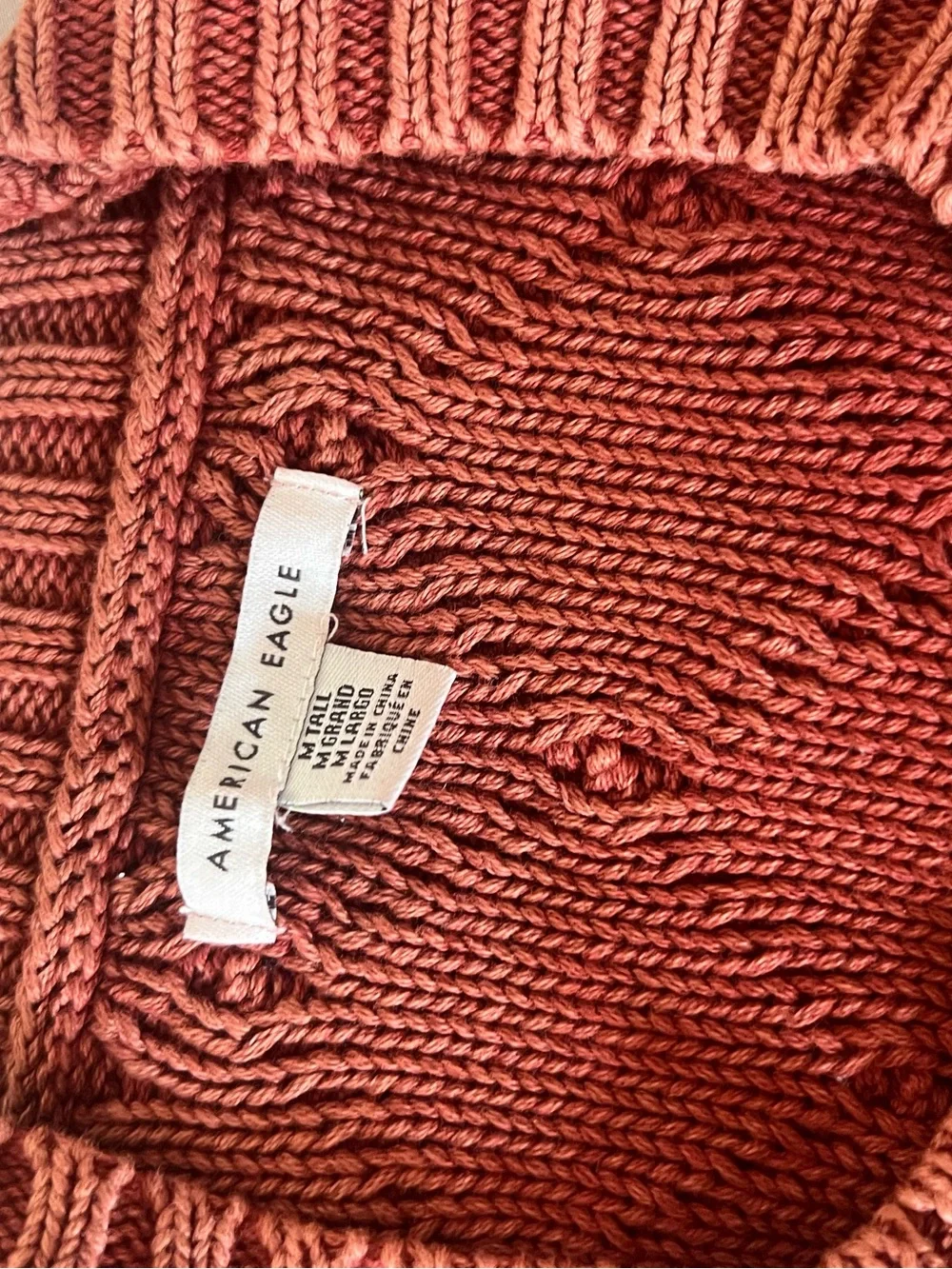 ✨American Eagle Cable Knit Sweater Dress M Rust Terracotta Cottagecore Fall